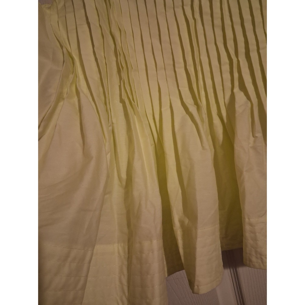 Women's XL 16-18 Top Yellow Pintuck Pleated Peplum Colorful Cotton Blend Blouse - Picture 5 of 13